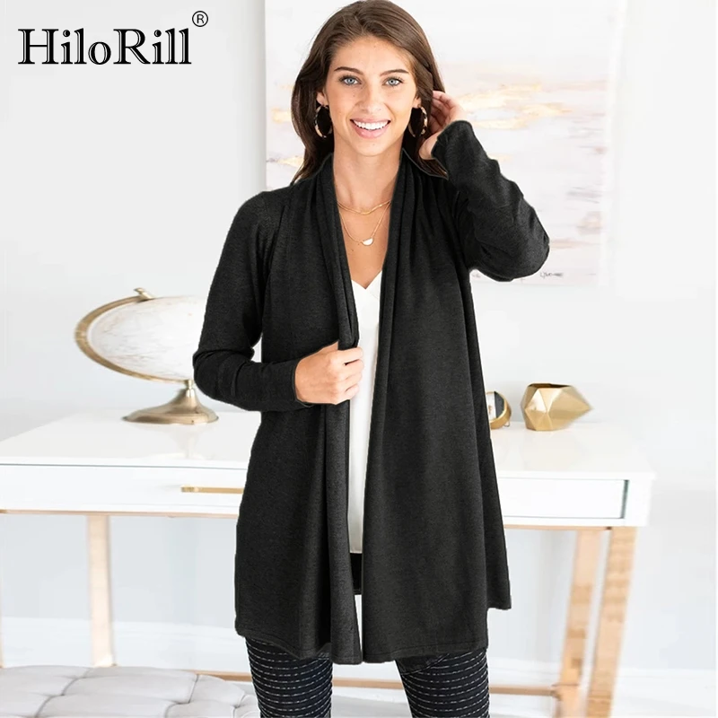 

Women Knitted Cardigan Pure Long Sleeve Casual Jumper Sweater 2019 Solid Elegant Cardigan Coat Autumn Plus Size Female Tops