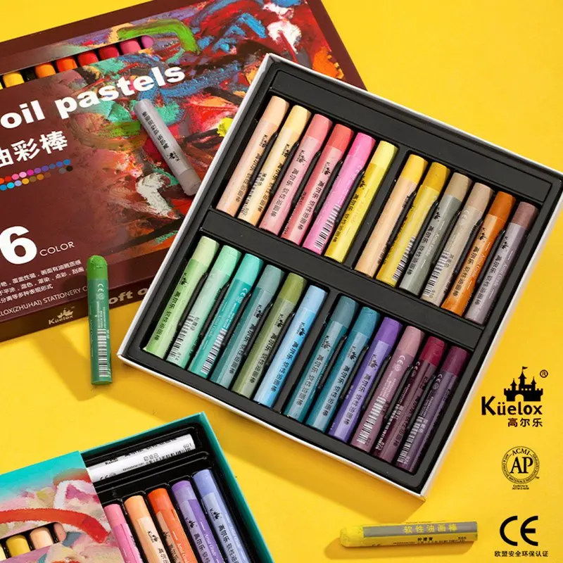 Kuelox Soft Oil Pastel Macaron/Morandi/Skin/Black Color Artist Painting Drawing Pen for Graffiti Oil Pastel Painting Stationery afbeelding