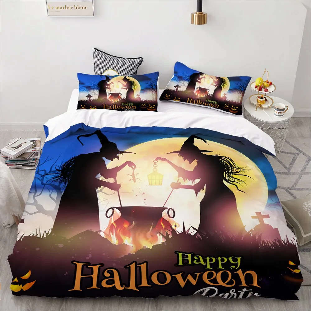 3D Cartoon Bedding Set for Kids/baby/children/boys,Duvet Cover Set Queen/King,Quilt/Blanket Cover Set Halloween pumpkin - Цвет: HW 920