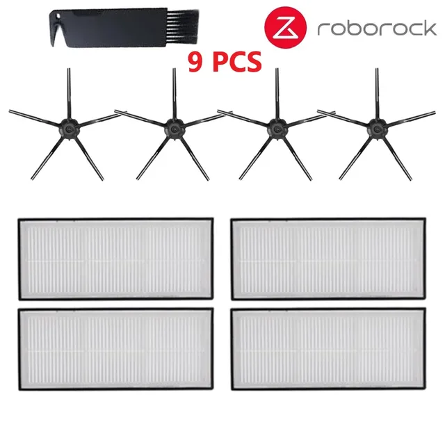 Xiaomi Roborock S70 S7 S7Max T7S T7S Plus Main Brush Hepa Filter Mop Pad Vacuum Cleaner spare Parts Roborock S7 Accessories Black 9pcs