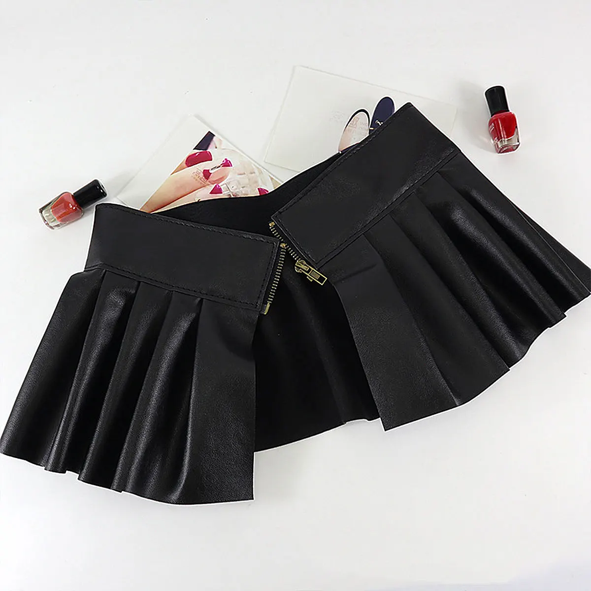 Black Leather Wide Belts Skirts Womens Fashion Elastic Wide Waistband PU Leather Garters Peplum Cinch Belt Skirt Party Clubwear 3