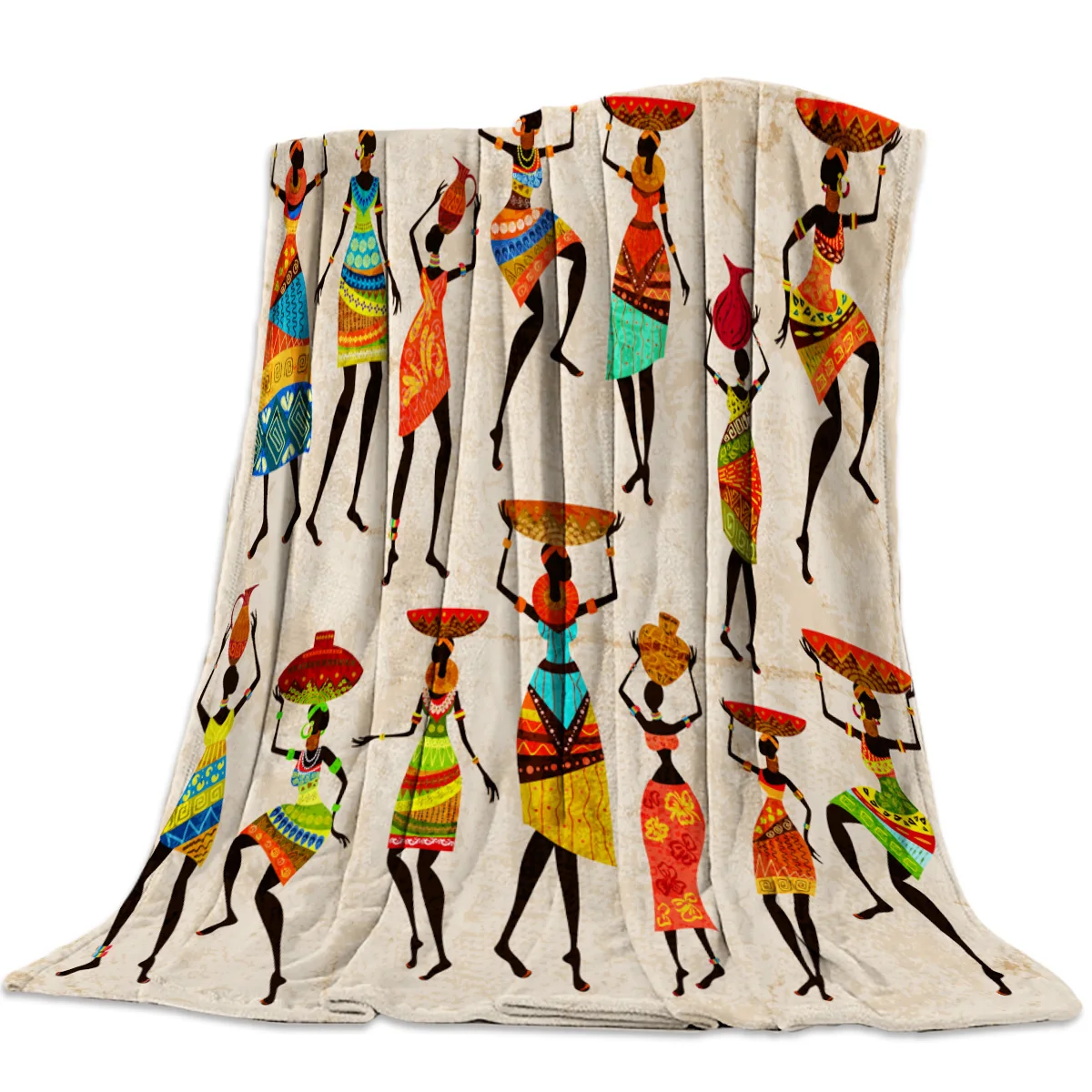 Flannel Blankets Ethnic African Women Blanket Cushion Warm Throws on Sofa Bed Home Bedspread Travel Fleece Blanket