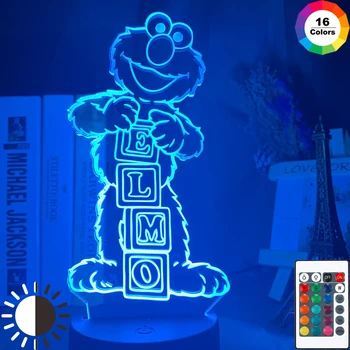 

Sesame Street Muppet Elmo Figure Kids Night Light Led Touch Sensor 16 Colors with Remote Lighting for Home Decor Table Lamp Gift