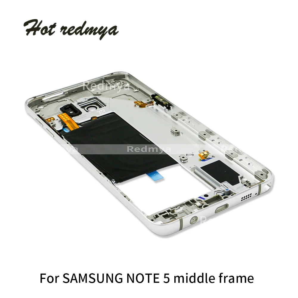 1 шт. новая средняя рамка для samsung Note 5 N920 средняя пластина Корпус Шасси рамка с боковой кнопкой и крышка объектива камеры