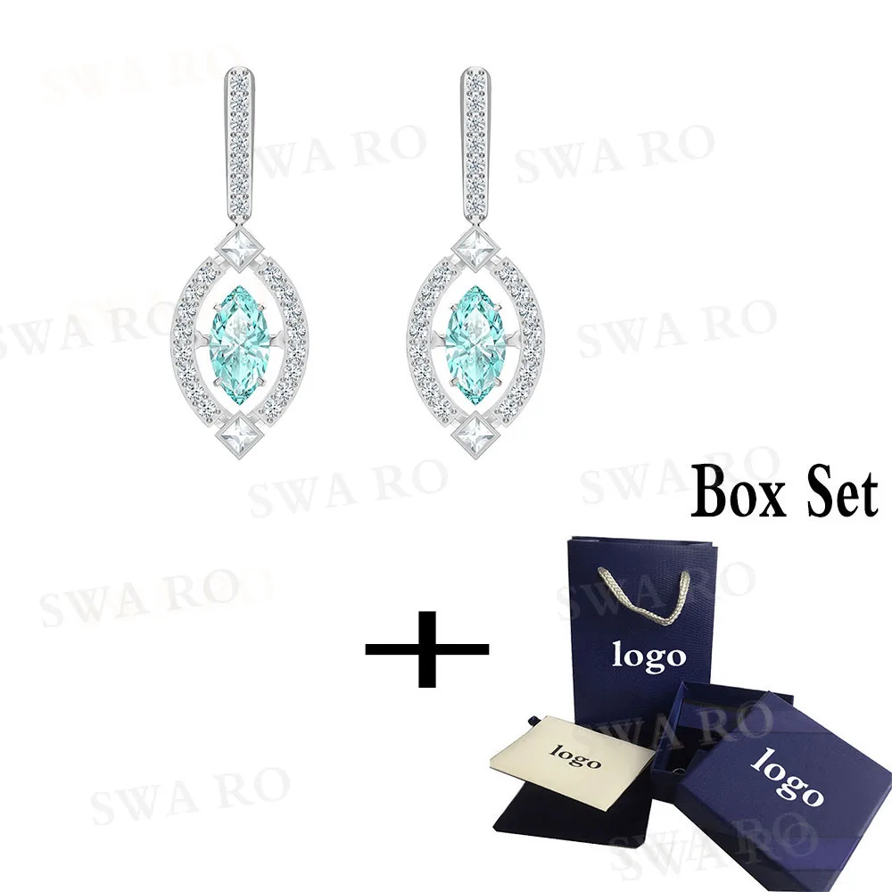 

2019 New Sparkling Dance Pierced Earrings Fresh Tones Geometric Shape Crystal Women's Fashion Romantic Earrings Jewelry