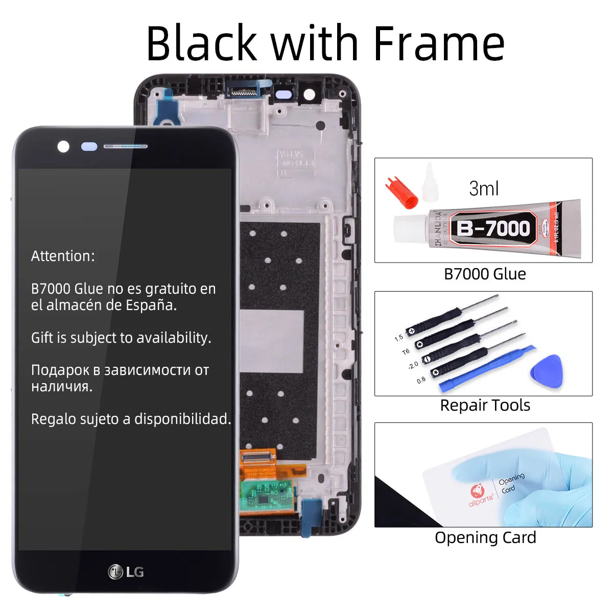 Дисплей для LG K10 LCD K20 Plus M250 M250N M250E в сборе с тачскрином на рамке черный - Цвет: Black with Frame