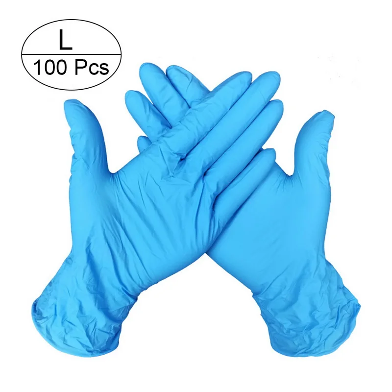 100 шт одноразовые перчатки 3 цвета латексные для мытья посуды/сада/кухни/работы/резины/Медицинские Перчатки универсальные для левой и правой руки - Цвет: sky blue L