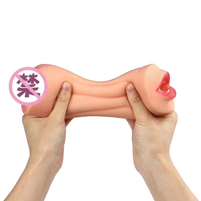 Masturbation Two Hole Real Vaginal Oral Sex Aircraft Cup Masturbation Tube Artifact Male Sex Tool Beauty Mold Dildo image