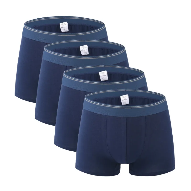 4Pcs 2425 Dark Blue 4 шт./лот,, качественные хлопковые мужские боксеры, шорты, популярный бренд, модное сексуальное мужское нижнее белье, мужские трусы-боксеры, большие размеры - Цвет: 4Pcs 2425 Dark Blue