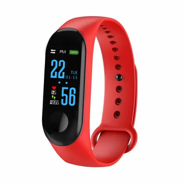 DOOLNNG(VIP LINK) M3 Plus смарт-Браслет фитнес-трекер часы Smartband спортивный браслет здоровье браслет - Цвет: Красный