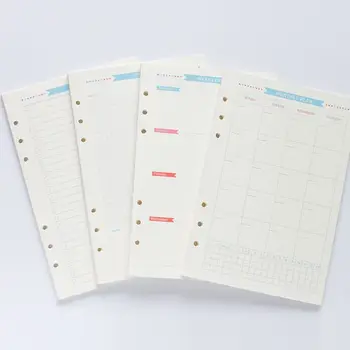 

6 Holes 40 sheet Loose Leaf Notebook Spiral Planner Refill Inner Paper A5 A6 Diary Week Month Planner To do List C26