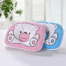Encantadora almohada con patrón de oso para bebé, almohada moldeadora plana Anti Síndrome de cabeza plana para cuna, cama, soporte para el cuello