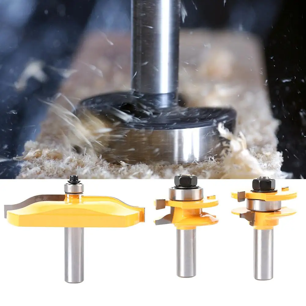 3PCS 1/2 Handle Shank Raised Panel Router Bit Woodworking Cabinet Door Cutter Solid Wood Tool Milling Cutter Woodworking Tool