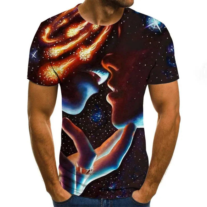 

2020 new fashion T-shirt beautiful starry sky tops 3D printed short sleeve summer round neck shirt trendy T-shirt