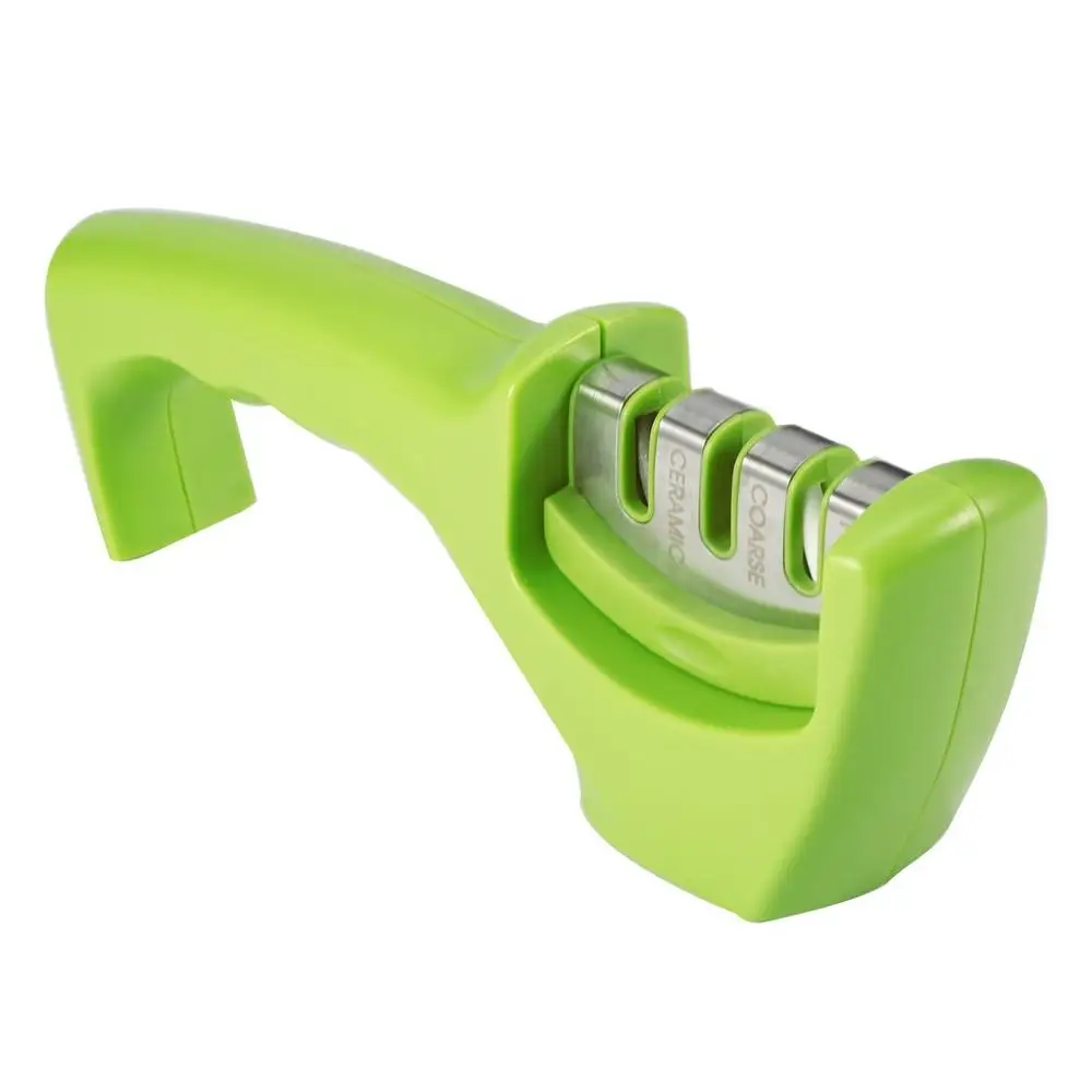 Ergonomically Easy to Use Safe Handle Stainless Steel 3 Blades Kitchen Knife Sharpener Tool for Professional Chef