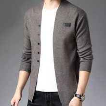 Мужской кардиган, дизайн, модные мужские трикотажные изделия, Повседневный свитер с длинными рукавами, кардиган
