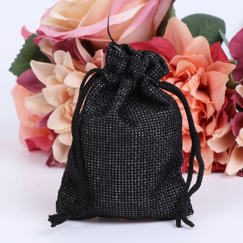 50 шт винтажный натуральный джут Hessian Drawstring мешок мешковины свадебный подарок мешок