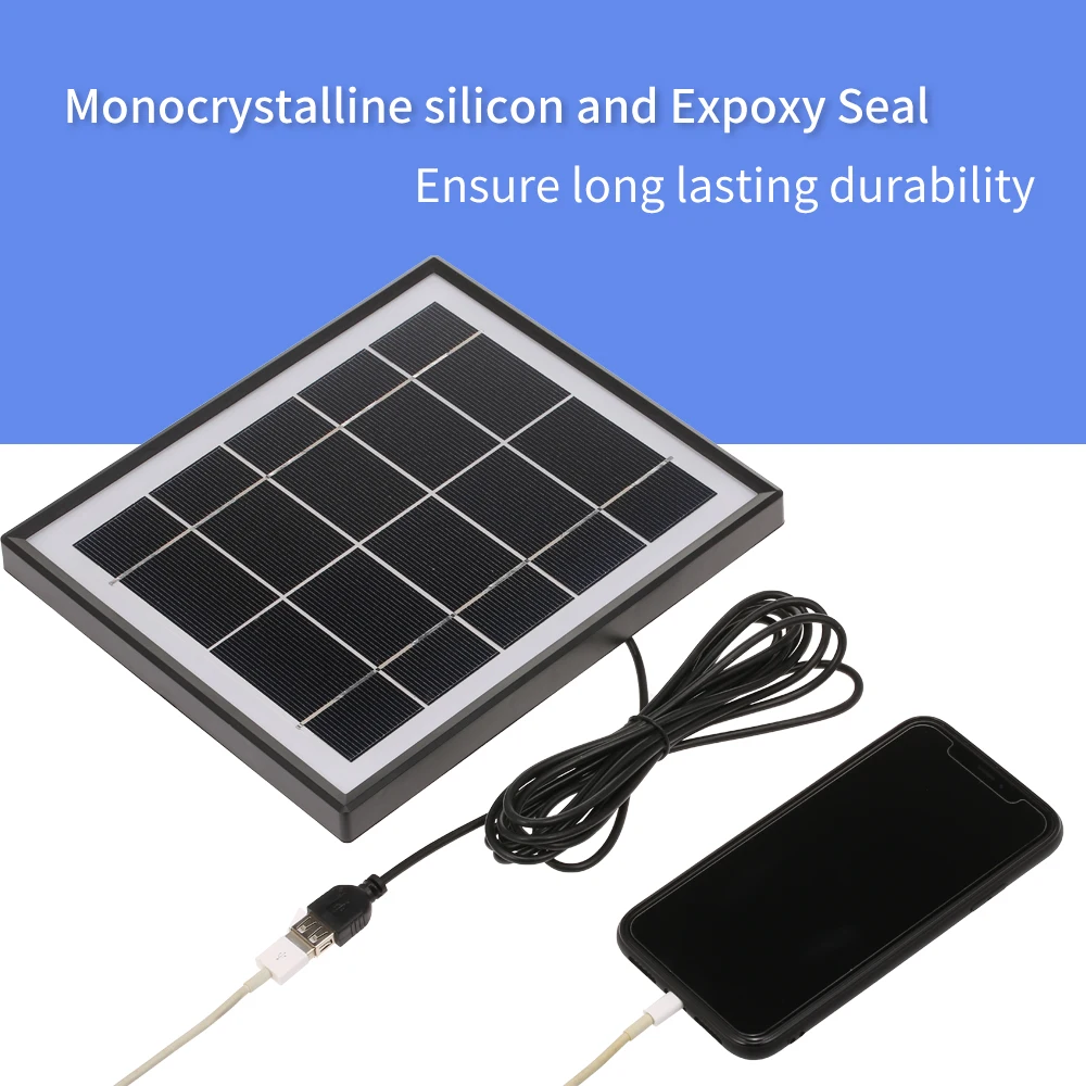 

New Portable Monocrystalline Silicon Solar Panel 5W Solar Battery Charger With 3M Cable USB Output for Mobile Phones Power Stati