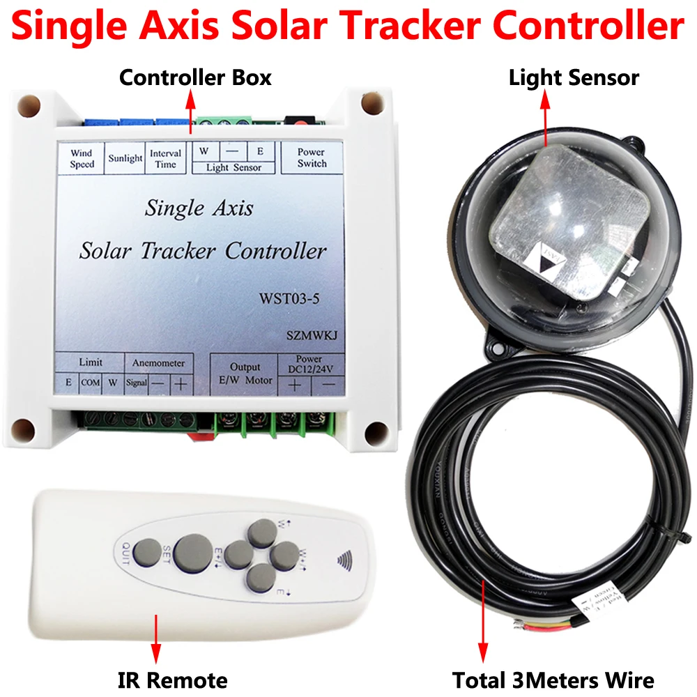 Солнечный отслеживающий электронный контроллер W/водонепроницаемый светильник-датчик W/ИК-пульт дистанционного управления для одной оси PV трекер панели солнечных батарей