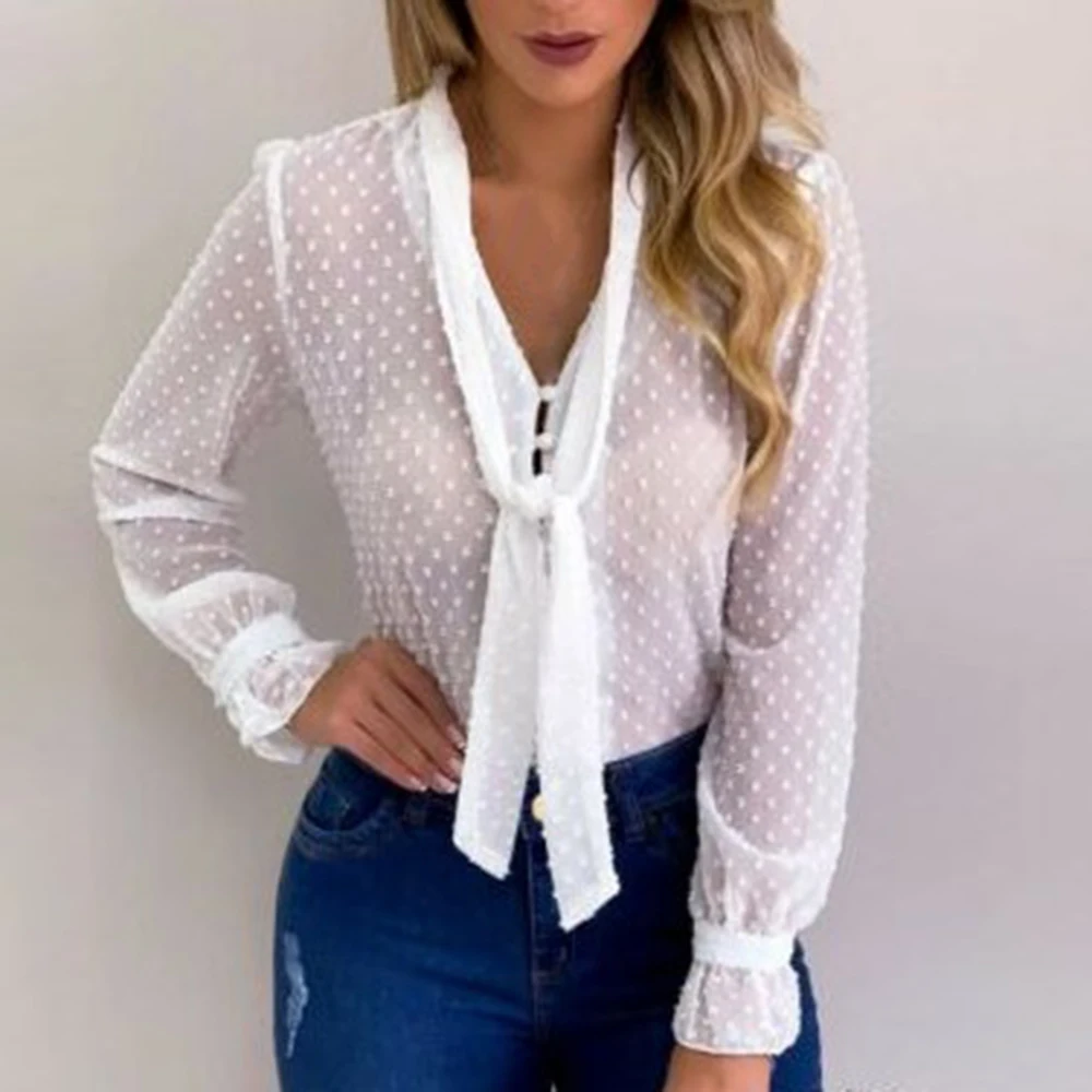 DIHOPE Summer Chiffon Tops Women Pink Blouses and Shirt New Sweet Office Style Women Long Sleeve Shirt blusas mujer de moda 2020