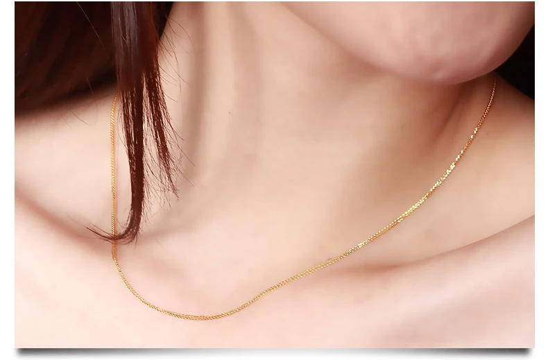 18k yewllow gold Свадебное подлинное чистое 18 k золотое ювелирное ожерелье, свадебное ожерелье со звеньями, подарок для мужчин и женщин 18 дюймов - Цвет камня: 18k yewllow gold