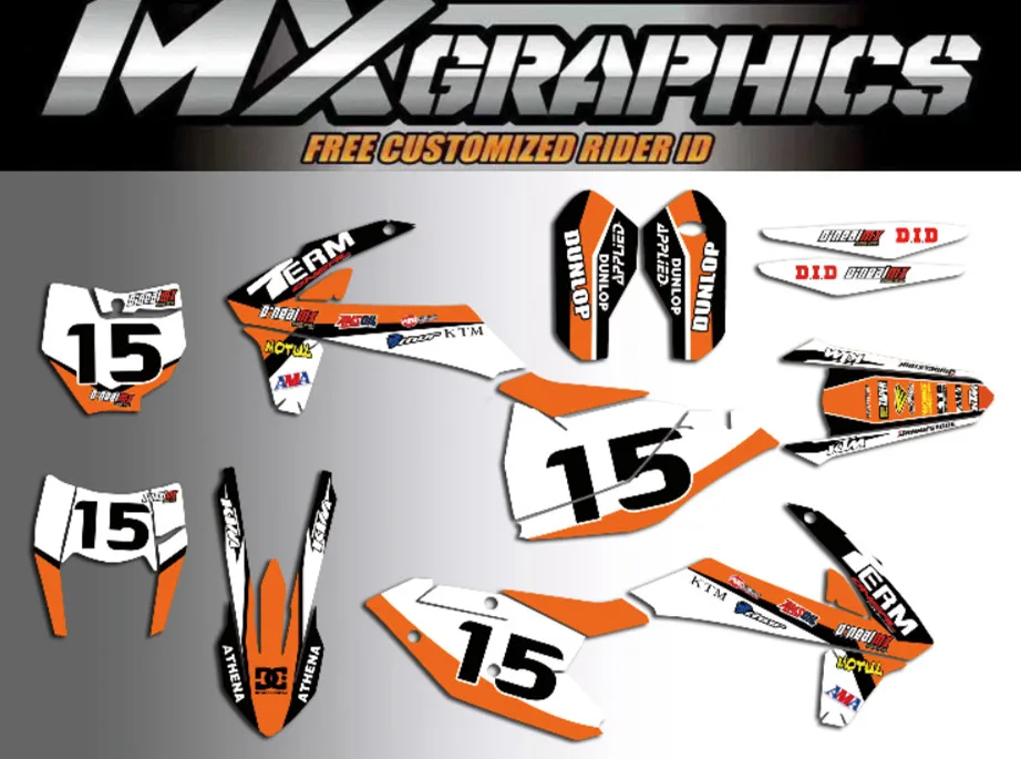 Для KTM 125 250 300 350 400 450 500 EXC XC XCF SX SXF- полный графический Набор наклеек с номером на заказ
