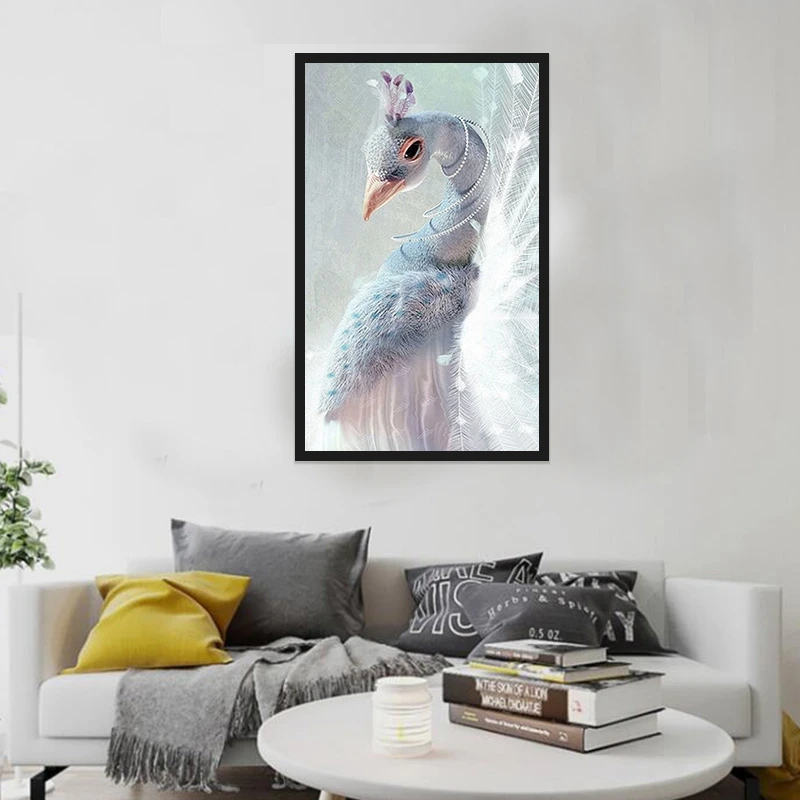 5D DIY Diamond Painting White Peacock Embroidery Christmas Decorations for Home Mosaic Rhinestone Pictures | Дом и сад