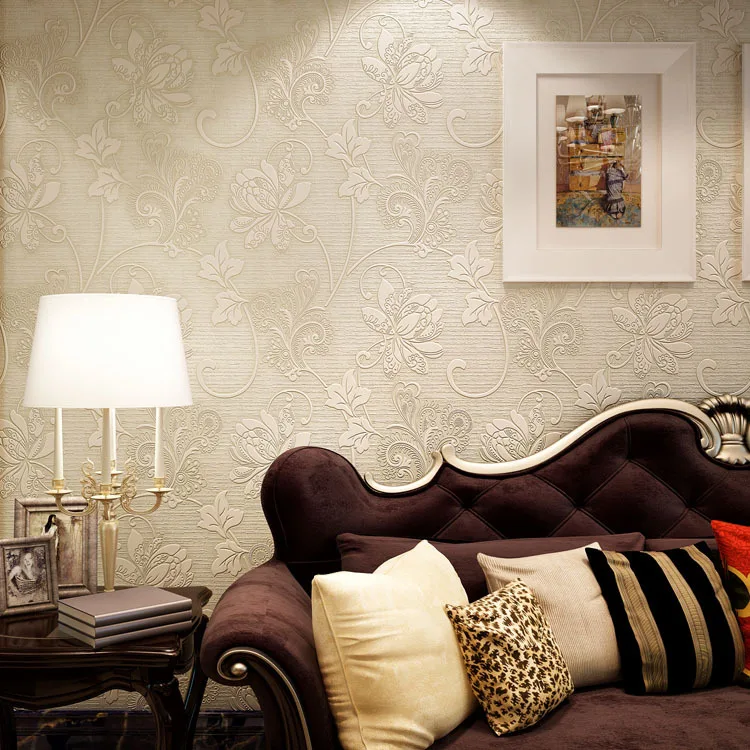 

Romantic Flower Non-woven Wallpaper 3D Embossed Textured Wall covering Floral Wall Paper Wedding Room Wall Rolls