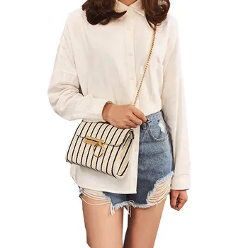 

Stripe Shoulder Bag 2020 Women's Luxury Designer Shopper Crossbody Bag Female Flip Purses And Handbags Ladies Chain Tote Cups