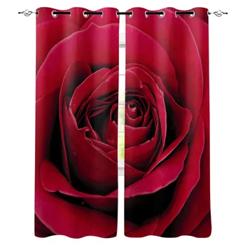 

Multi-size Rose Flower Plant Window Curtains Polyester Fabric Living Room Curtain Home Decor