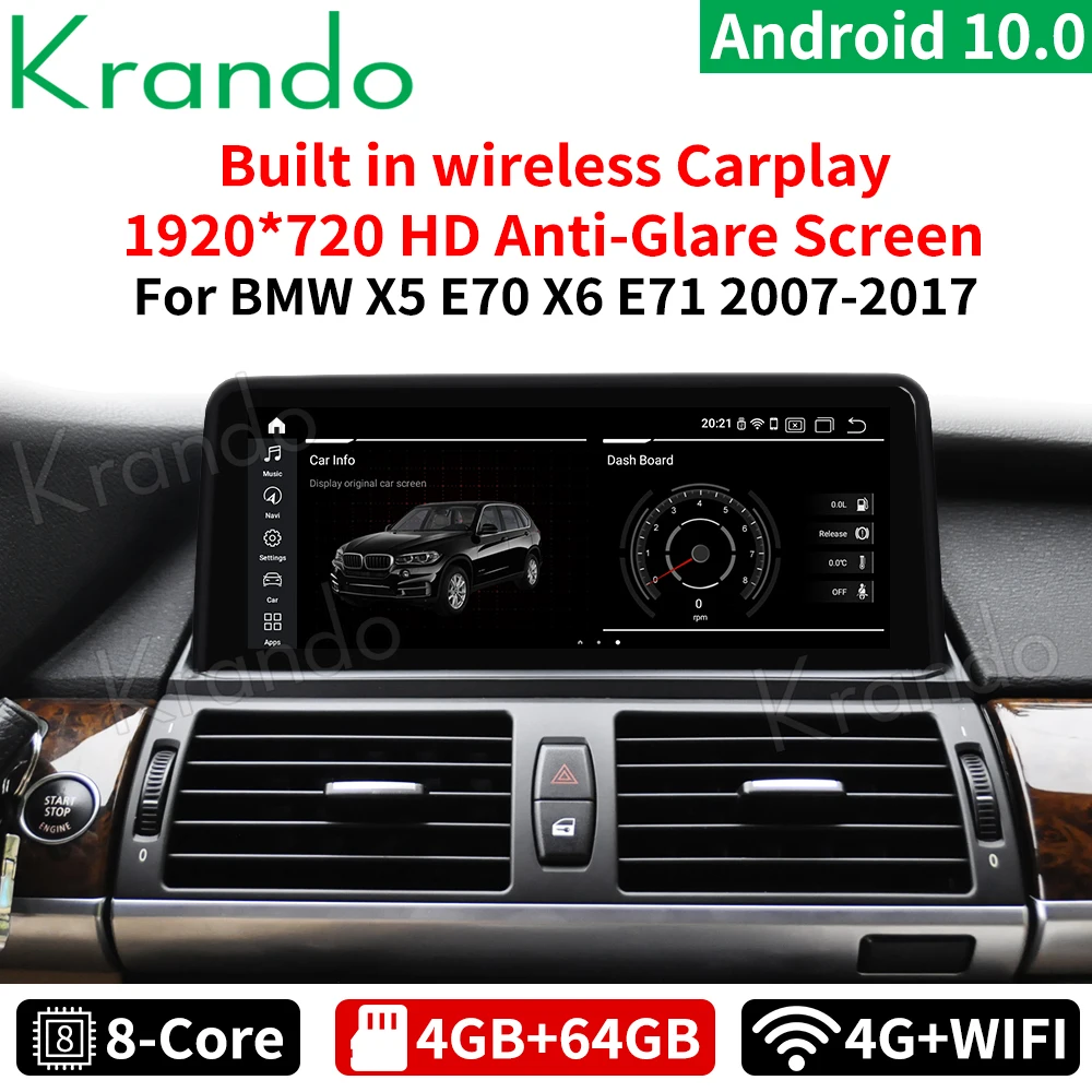 Krando Android 10 0 4 ГБ 64 25 ''автомобильный Radiofor BMW X5 E70 X6 E71 F15 2007 2017 CIC CCC НБТ