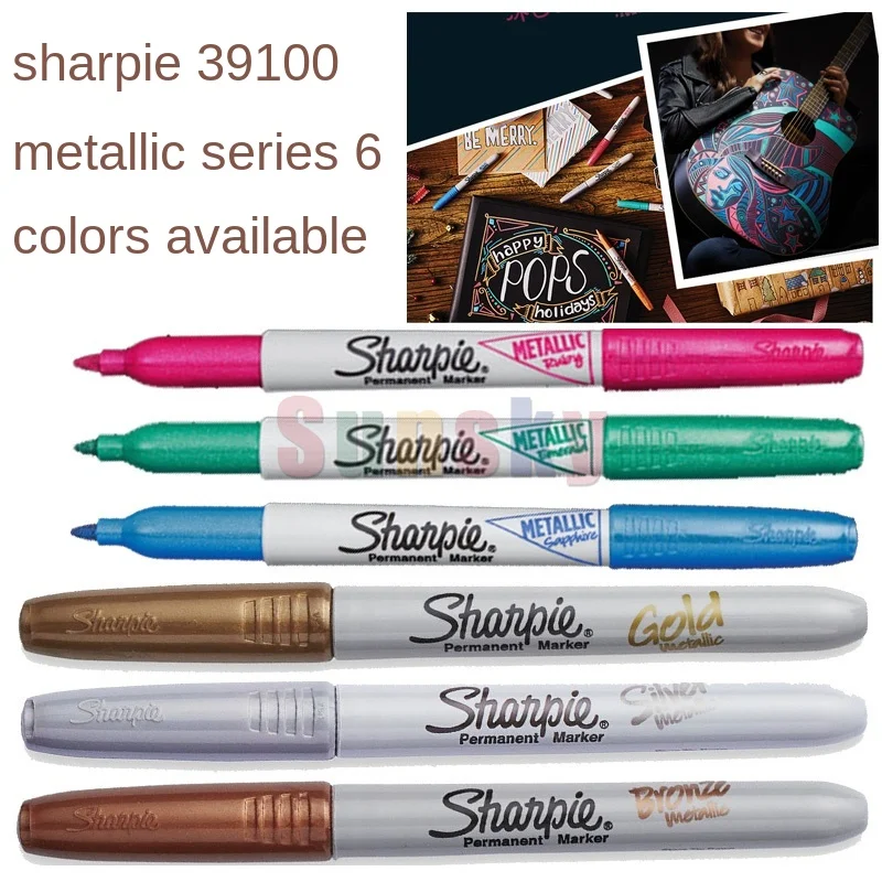 6 color Metallic sharpie 39100 gold silvery coppery marker,Markers on dark  surface,waterproof oil marker,1MM head Fluent writing - AliExpress