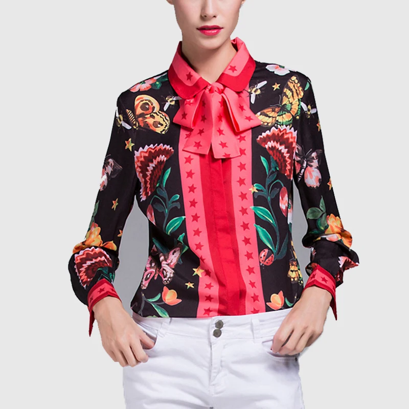

Advanced custom 2019 new printed foreign long-sleeved professional shirt women