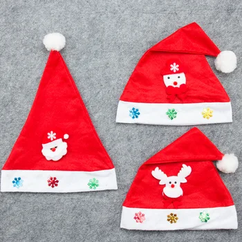 

12Pcs Non-woven fabric New Year Christmas Hats Adults Kids Children Costume Santa Claus Snowman Reindeer Festival Hat For Gifts