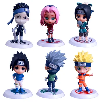 

6pcs Cartoon Naruto Action Figure With Psychic Beast Cute Gaara Sasuke Kakashi Itachi Ninja PVC Model Collection Statue Kid Toy