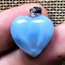 Настоящее натуральное голубое сердце Larimar кулон для женщин и