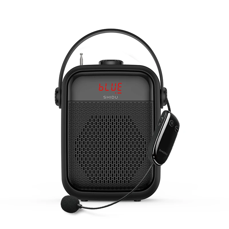 SHIDU 25 Вт портативный Bluetooth 5,0 аудио динамик усилитель голоса с TWS FM TF карта USB флэш запись UHF беспроводной микрофон - Цвет: Black-US-Plug