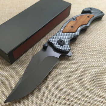 

8.2'' Pocket Folding Knife 440C Blade Wood Handle Tactical Knives Outdoor Survival Combat Knifes Camping Hunting Rescue Knife