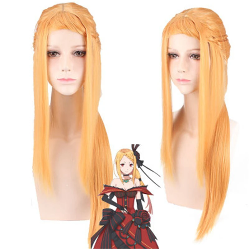 

Anime Re:life in a Different World from Zero Priscilla Barielle Yellow Long Straight Cosplay Wigs for Women Female Fake Hair Wig