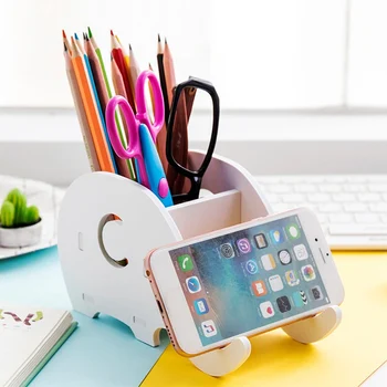

Hot Universal Cell Phone Holder Cute Elephant Desk Holder Mini Plastic Storage Box Pen Containers Stand Holder