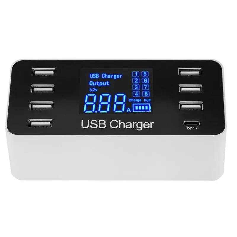 ЖК-дисплей 8 портов USB адаптер 7 USB PD зарядный концентратор разветвитель с кабелем питания отличное мастерство и долговечность
