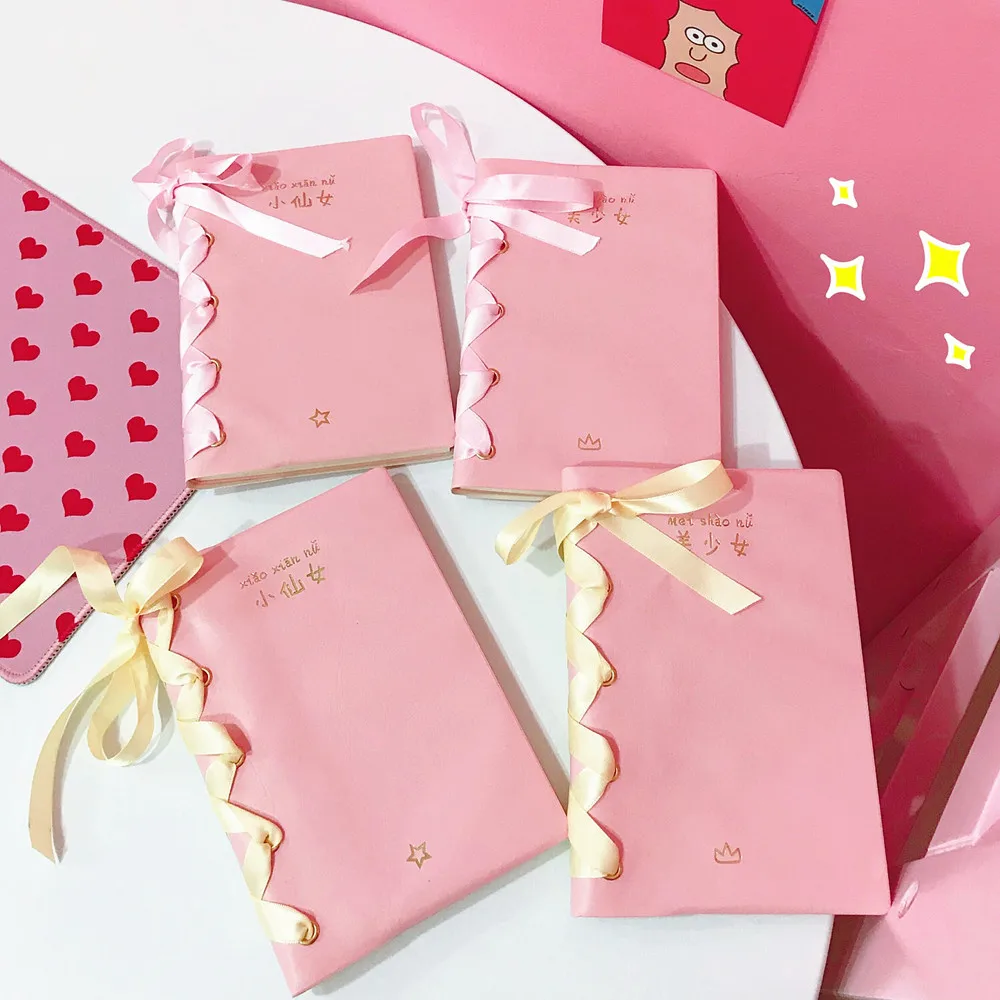 

Ayisha Hot 1PC Creative GIRL'S Heart Bow Bandage Cloth Laptop Cute DIY Little Fairy Students Gift Hand Account Book Notebook