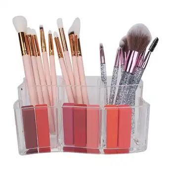 

Makeup Brushes Stand Cosmetic Organizer clear acrylic 6 slots makeup brush box desk organizer vanity makeup organizer