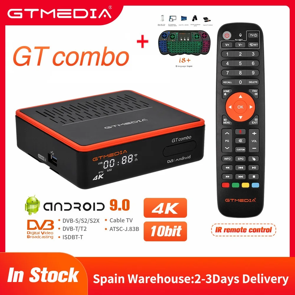ТВ-приставка GTMEDIA 4:2:2 HD 4K GT Combo Android 9 0 + DVB-S2X/T2/C спутниковый ТВ-ресивер декодер/Google