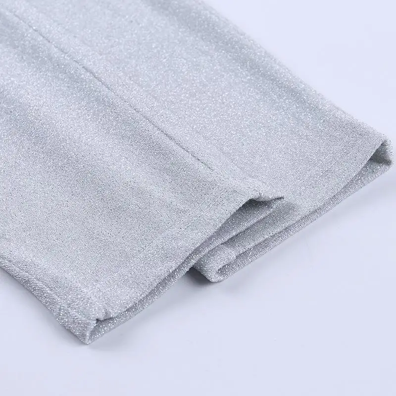 Блестящий глубокий v-образный вырез с открытой спиной бандажный комбинезон женский без рукавов клубный Облегающий комбинезон однотонный сексуальный блестящий серебристый комбинезон
