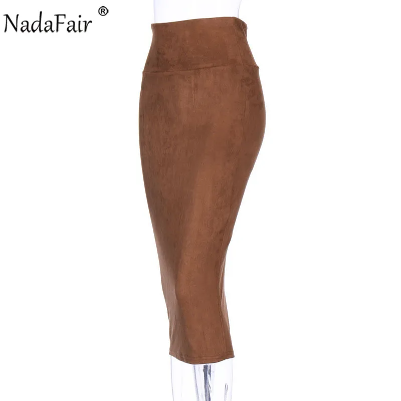 Nadafair, вечерние, облегающие, высокая талия, длинные юбки, для женщин, узкие, сзади, с разрезом, сексуальные, Клубные, миди, Зимняя юбка