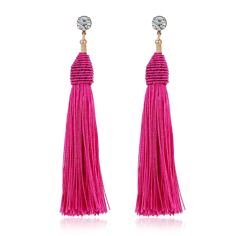 

Bohemia long tassel crystal Drop Earrings for Women simple Big Pendant Party Earring Fashion Summer Jewelry 2019