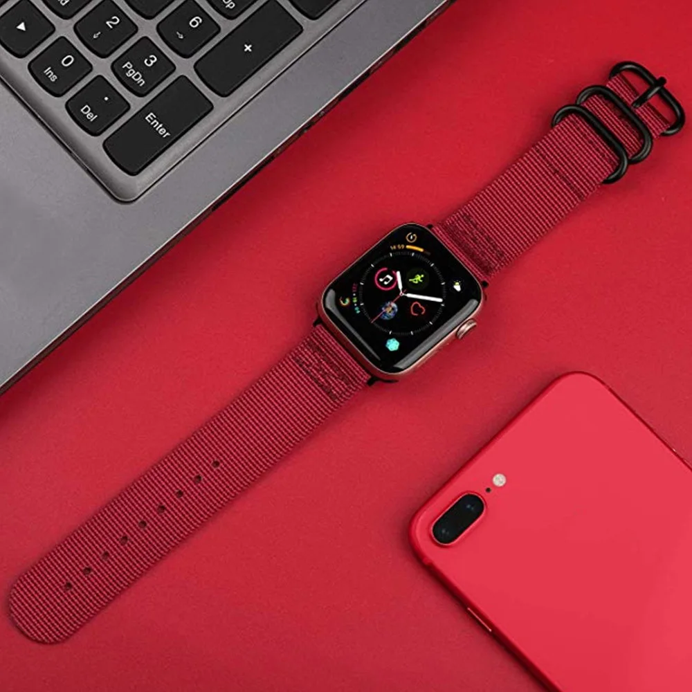 Лидер продаж нейлоновый ремешок для часов для Apple Watch Series 5 4 40 мм 44 мягкие спортивные нейлоновый браслет 38 мм/42 мм, ремешок для наручных часов iwatch 1/2/3