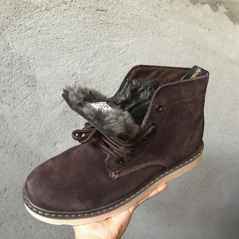 brown for winter Теплые мужские ботильоны в стиле панк; Мужские ботинки в стиле ретро; зимняя обувь из натуральной кожи; Мужская зимняя обувь для дождливой погоды; женская обувь - Цвет: brown for winter