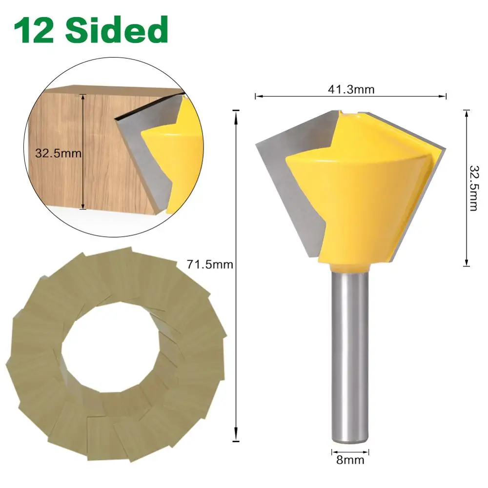 12 Sided 1 шт. Концевая фреза 8 мм хвостовик 6 двухсторонняя 8-сторонние 12-сторонние 6 двухсторонняя многосторонний клеевой шов для создания выпуклой филенки - Длина режущей кромки: 12 Sided